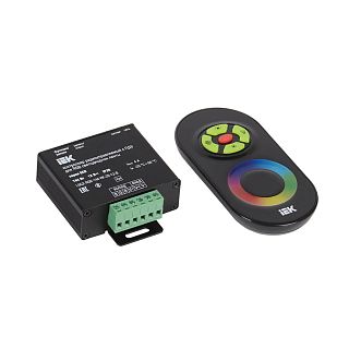 Контроллер радиоуправляемый с ПДУ IEK, для светодиодной ленты, RGB 3 канала, 144 Вт, черный фото