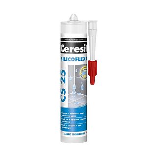 Герметик-затирка силиконовая Ceresit CS 25 Silicoflexx №01, белая, 280 мл фото