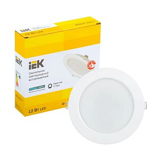 Светильник светодиодный IEK ДВО 1613, круг белый, 12 Вт, 4000 К, IP20 фото