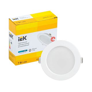Светильник светодиодный IEK ДВО 1611, круг белый, 7 Вт, 4000 К, IP20 фото