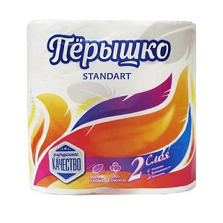 Туалетная бумага Перышко Standart, двухслойная, 4 рулона, белая фото