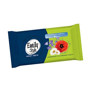 Влажные салфетки Emily Style Луговые цветы, универсальные, упаковка 15 шт фото