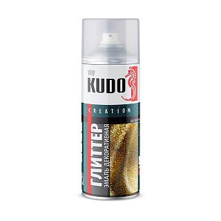Аэрозольная акриловая краска металлик Kudo KU-C201 Глиттер, 520 мл, золото фото