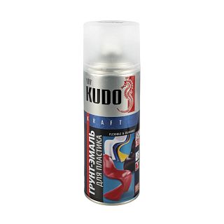 Грунт-эмаль акриловая аэрозольная для пластика Kudo KU-6002, 520 мл, черная фото