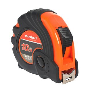 Рулетка Patriot MTP-10, с фиксатором, обрезиненная, 10 м x 25 мм фото