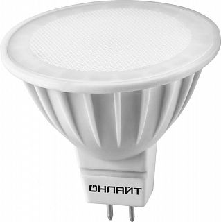 Лампа светодиодная LED Онлайт, GU5.3, MR16, 7 Вт, 3000 K, теплый свет фото