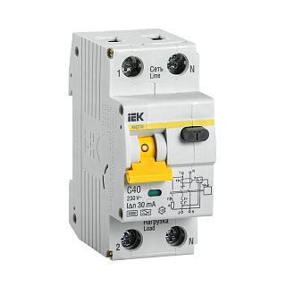 Дифференциальный автоматический выключатель IEK АВДТ 32, 2Р(1Р+N), C40, 30 мА, 6 кА фото