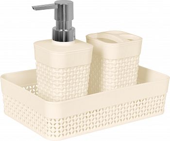 Набор для ванной комнаты Plast Team Oslo Mini, 3 предмета, молочный фото