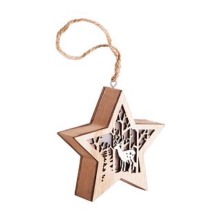 Фигурка светодиодная Neon-night Звездочка, деревянная, 24 x 13 x 3,6 см, теплый свет фото