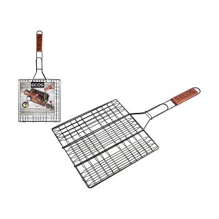 Решетка-гриль Ecos, с антипригарным покрытием 999659, с деревянной ручкой, 25 x 25 см фото
