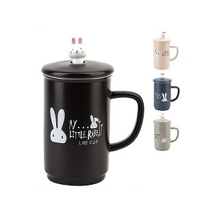 Кружка Nouvelle Home Like cup, с крышкой и ложкой, фарфоровая, 400 мл, микс фото