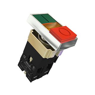 Переключатель кнопочный DEKraft ПЕ-22-PPBB, 1НО+1НЗ, 10 А, зеленый/красный фото