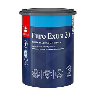 Краска Euro Extra-20 (Евро-20) TIKKURILA 9л белый (база А) фото