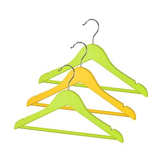 Вешалки для детской одежды Valiant, деревянные, 3 шт, зеленые/желтые фото