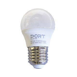 Лампа светодиодная LED матовая Port, E27, G45, 5 Вт, 3000 К, теплый свет фото