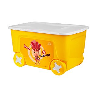 Ящик для игрушек на колесах Little Angel Фиксики, 59 x 38,3 x 33 см, 50 л, желтый фото