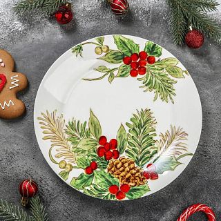 Тарелка обеденная Доляна Рождество, фарфоровая, d 25,5 см фото