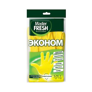 Перчатки резиновые латексные Master Fresh Eco, размер S/M, желтые фото