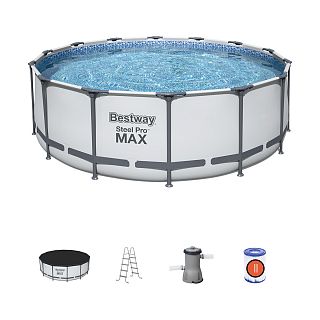 Бассейн каркасный Bestway Steel Pro Max с фильтр-насосом и лестницей, 427 x 122 см, 15232 л фото