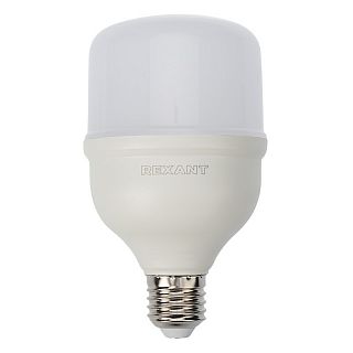 Лампа светодиодная высокомощная Rexant, E27, с переходником на E40, 30 Вт, 6500 К, холодный свет фото