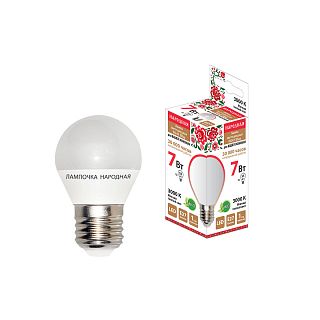 Лампа светодиодная матовая Tdm Electric Народная, E27, FG45, 7 Вт, 3000 K, теплый свет фото