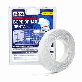 Лента-бордюр самоклеящаяся Unibob, 12,8 мм x 3,35 м, белая фото