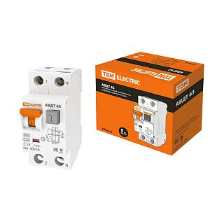Дифференциальный автоматический выключатель Tdm Electric АВДТ 63, 2Р(1Р+N), C16, 30 мА, 6 кА, тип А фото