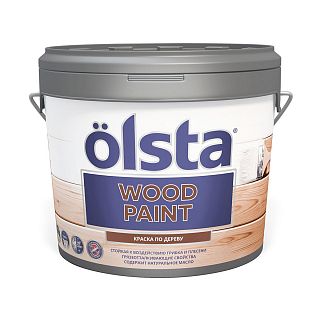 Краска по дереву Olsta Wood paint, акриловая, шелковисто-матовая, база А, белая, 0,9 л фото