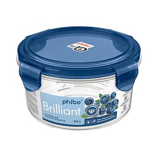 Контейнер Phibo Brilliant, круглый, 0,6 л, синий фото