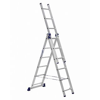 Лестница-стремянка трехсекционная Alumet H3 5306, алюминиевая, 3 x 6 ступеней, 1,69 - 3,38 м фото