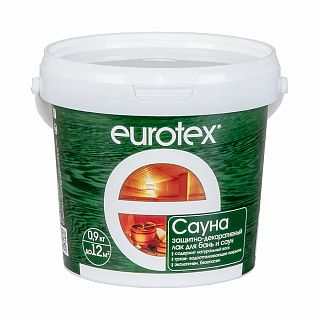 Лак для бань и саун Eurotex Сауна, шелковисто-матовый, 0,9 кг фото