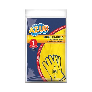 Перчатки резиновые латексные Azur, размер M фото