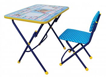 Комплект детской мебели Nika Маша и медведь КУ1/2, стол + стул, с азбукой №2 (голубой) фото