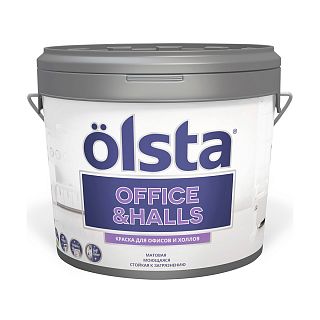 Краска для офисов и холлов Olsta Office&Hall, акриловая, матовая, база C, бесцветная, 0,9 л фото