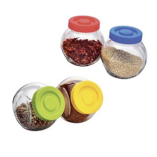 Набор банок для сыпучих продуктов Mallony Vaso, 4 шт x 0,15 л, стекло, пластиковые крышки фото