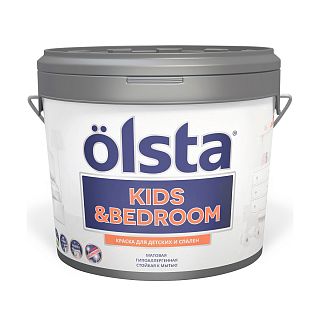 Краска для детских и спален Olsta Kids&Bedroom, акриловая, матовая, база A, белая, 0,9 л фото