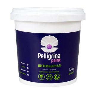 Краска интерьерная для стен и потолков Pelligrina Paint, акриловая, белоснежная, 1,5 кг фото