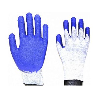 Перчатки х/б с латексом, рельефное покрытие, синие фото