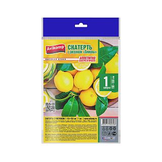 Скатерть одноразовая Avikomp, полиэтилен, 20 мкм, 110 x 150 см, лимоны фото