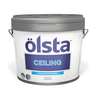 Краска для потолков Olsta Ceiling, акриловая, глубокоматовая, база A, белая, 0,9 л фото