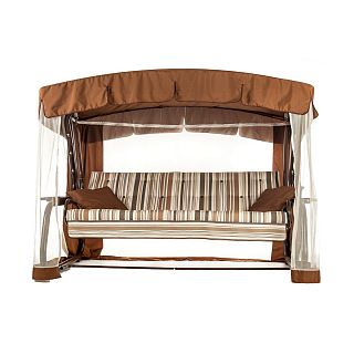 Качели садовые Olsa Саванна, четырехместные, 266,5 x 144 x 186 см, каркас коричневый фото