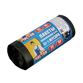 Мешки для мусора Тов. Чистов, 5 мкм, 30 л, рулон 30 шт, черные фото