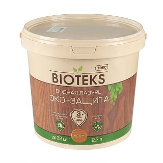 Водная лазурь для дерева Bioteks Эко-защита, шелковистая, база AD, 0,9 л, бесцветная фото