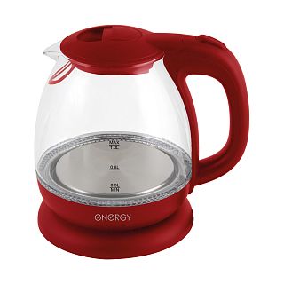 Чайник электрический Energy E-296 1 л, стекло, пластик, красный фото