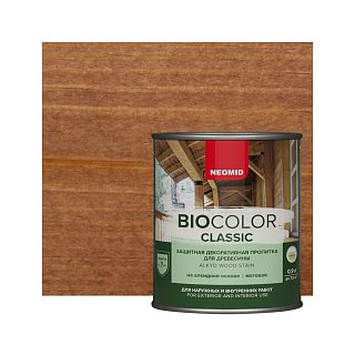 Защитно-декоративная пропитка для дерева Neomid Bio Color Classic, полуматовая, 0,9 л, бесцветная фото