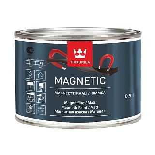 Краска декоративная с эффектом магнита Magnetic (Магнетик) TIKKURILA 0,5 л серый фото