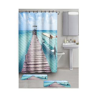 Набор для ванной Рыжий кот Океан, 2 коврика + штора фото