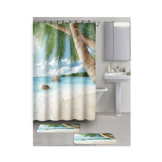 Набор для ванной Рыжий кот Пляж, 2 коврика + штора фото