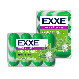 Туалетное крем-мыло EXXE 1+1, зеленый чай, 4 шт x 90 г фото