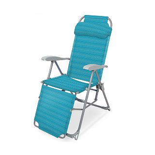 Кресло-шезлонг складное Nika, с подножкой, h сиденья 47 см, бирюзовое фото